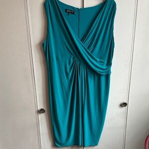 Jones New York Teal Sleeveless Draped Dress